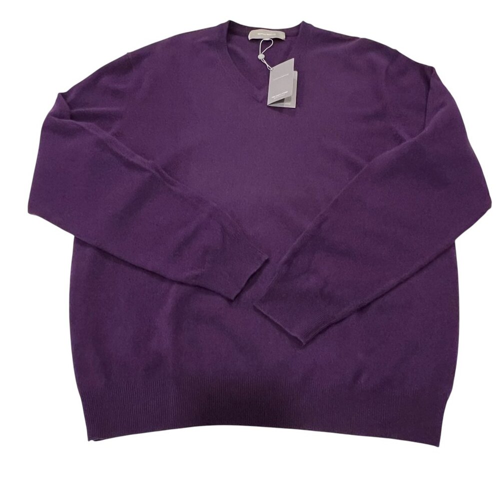 Neiman Marcus Men's Cloud Cashmere V-Neck Sweater, NWT, Purple, XXL
